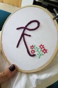 Embroidered 'K' with Flowers